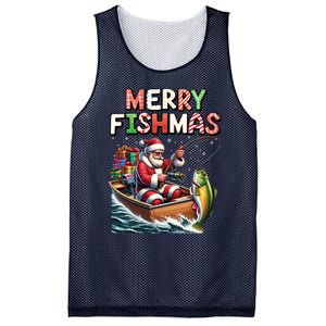 Merry Fishmas Santa Fishing Lovers Funny Fisherman Christmas Mesh Reversible Basketball Jersey Tank