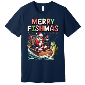 Merry Fishmas Santa Fishing Lovers Funny Fisherman Christmas Premium T-Shirt