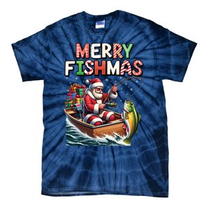 Merry Fishmas Santa Fishing Lovers Funny Fisherman Christmas Tie-Dye T-Shirt