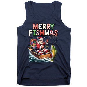 Merry Fishmas Santa Fishing Lovers Funny Fisherman Christmas Tank Top