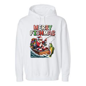 Merry Fishmas Santa Fishing Lovers Funny Fisherman Christmas Garment-Dyed Fleece Hoodie