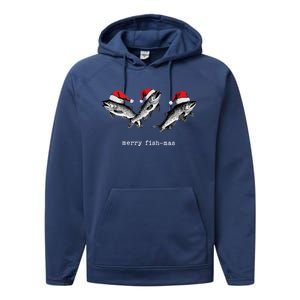 Merry Fishmas Santa Fishing Lovers Funny Fisher Christmas Meaningful Gift Performance Fleece Hoodie