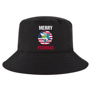 Merry Fishmas Shark America Christmas Cool Comfort Performance Bucket Hat