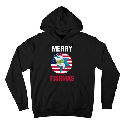 Merry Fishmas Shark America Christmas Hoodie