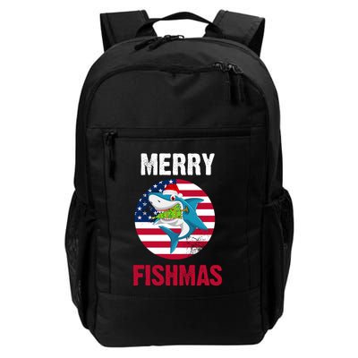 Merry Fishmas Shark America Christmas Backpack