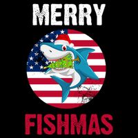 Merry Fishmas Shark America Christmas 16 in Basic Backpack