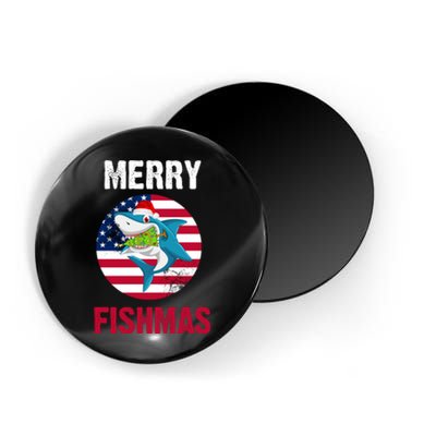 Merry Fishmas Shark America Christmas Magnet