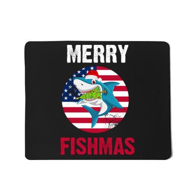 Merry Fishmas Shark America Christmas Mousepad