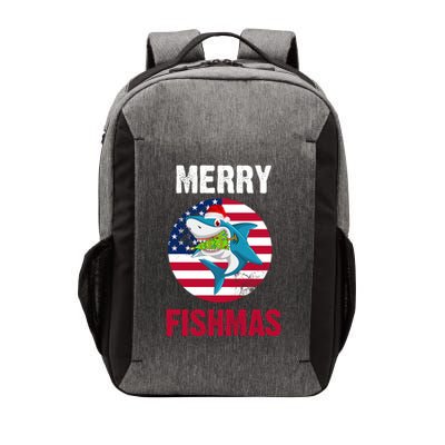 Merry Fishmas Shark America Christmas Vector Backpack