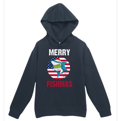 Merry Fishmas Shark America Christmas Urban Pullover Hoodie