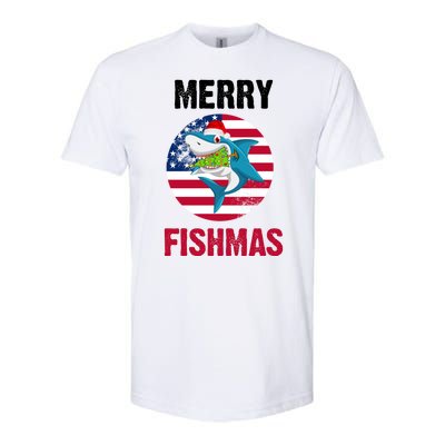 Merry Fishmas Shark America Christmas Softstyle® CVC T-Shirt