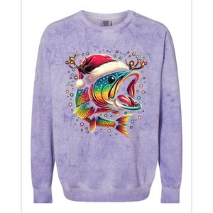 Merry Fishmas Santa Fishing Lovers Funny Fisher Christmas Cute Gift Colorblast Crewneck Sweatshirt