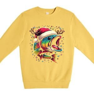 Merry Fishmas Santa Fishing Lovers Funny Fisher Christmas Cute Gift Premium Crewneck Sweatshirt