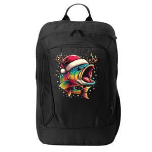 Merry Fishmas Santa Fishing Lovers Funny Fisher Christmas Cute Gift City Backpack