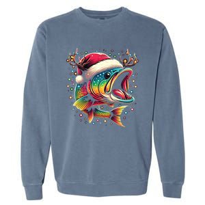 Merry Fishmas Santa Fishing Lovers Funny Fisher Christmas Cute Gift Garment-Dyed Sweatshirt