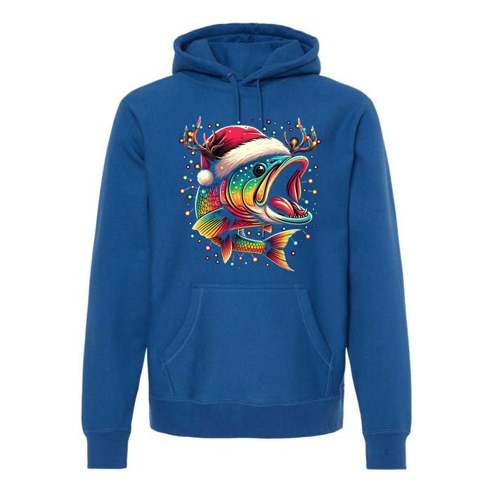 Merry Fishmas Santa Fishing Lovers Funny Fisher Christmas Cute Gift Premium Hoodie