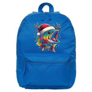 Merry Fishmas Santa Fishing Lovers Funny Fisher Christmas Cute Gift 16 in Basic Backpack