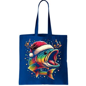 Merry Fishmas Santa Fishing Lovers Funny Fisher Christmas Cute Gift Tote Bag