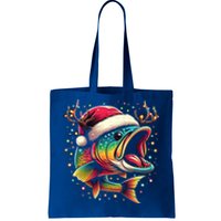 Merry Fishmas Santa Fishing Lovers Funny Fisher Christmas Cute Gift Tote Bag