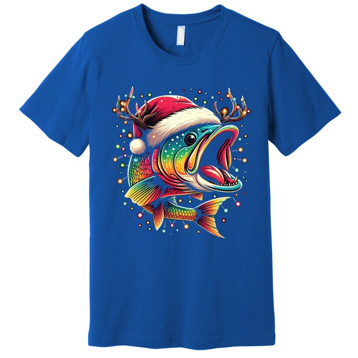 Merry Fishmas Santa Fishing Lovers Funny Fisher Christmas Cute Gift Premium T-Shirt