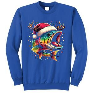 Merry Fishmas Santa Fishing Lovers Funny Fisher Christmas Cute Gift Tall Sweatshirt