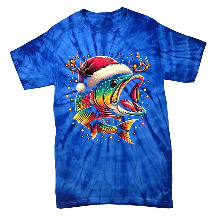 Merry Fishmas Santa Fishing Lovers Funny Fisher Christmas Cute Gift Tie-Dye T-Shirt