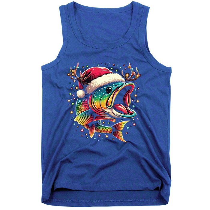 Merry Fishmas Santa Fishing Lovers Funny Fisher Christmas Cute Gift Tank Top