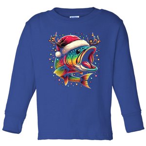 Merry Fishmas Santa Fishing Lovers Funny Fisher Christmas Cute Gift Toddler Long Sleeve Shirt