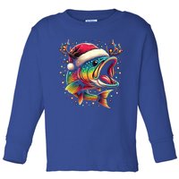 Merry Fishmas Santa Fishing Lovers Funny Fisher Christmas Cute Gift Toddler Long Sleeve Shirt