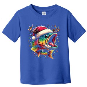 Merry Fishmas Santa Fishing Lovers Funny Fisher Christmas Cute Gift Toddler T-Shirt