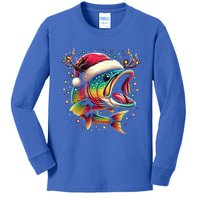 Merry Fishmas Santa Fishing Lovers Funny Fisher Christmas Cute Gift Kids Long Sleeve Shirt