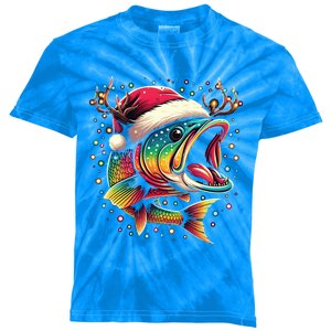 Merry Fishmas Santa Fishing Lovers Funny Fisher Christmas Cute Gift Kids Tie-Dye T-Shirt