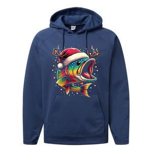 Merry Fishmas Santa Fishing Lovers Funny Fisher Christmas Cute Gift Performance Fleece Hoodie