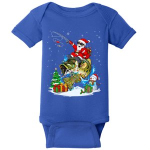 Merry Fishmas Santa Claus On Fish Christmas Tree Lights Xmas Cool Gift Baby Bodysuit