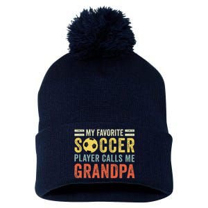 My Favorite Soccer Player Calls Me Grandpa Soccer Pom Pom 12in Knit Beanie