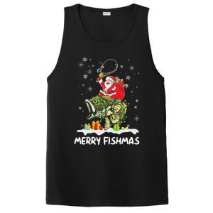 Merry Fishmas Santa Riding Fish Christmas Lights Fishing Rod Gift PosiCharge Competitor Tank