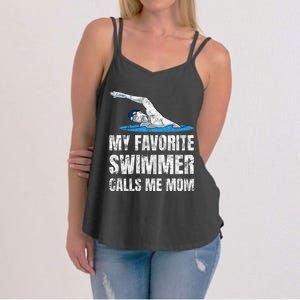 My Favorite Swimmer Calls Me Mom Mother's Day Swimming Great Gift Women's Strappy Tank