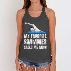 My Favorite Swimmer Calls Me Mom Mother's Day Swimming Great Gift Women's Knotted Racerback Tank