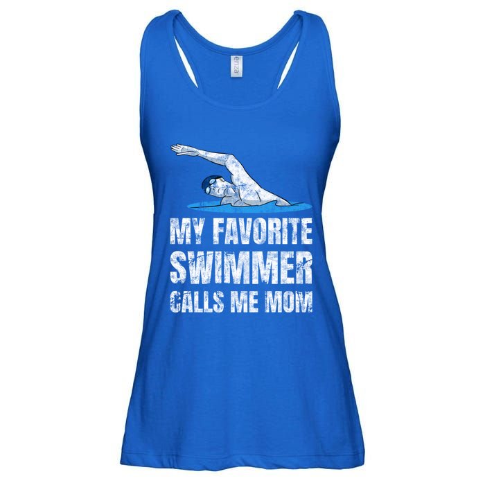 My Favorite Swimmer Calls Me Mom Mother's Day Swimming Great Gift Ladies Essential Flowy Tank