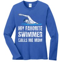 My Favorite Swimmer Calls Me Mom Mother's Day Swimming Great Gift Ladies Long Sleeve Shirt