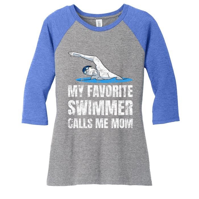 My Favorite Swimmer Calls Me Mom Mother's Day Swimming Great Gift Women's Tri-Blend 3/4-Sleeve Raglan Shirt