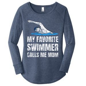 My Favorite Swimmer Calls Me Mom Mother's Day Swimming Great Gift Women's Perfect Tri Tunic Long Sleeve Shirt