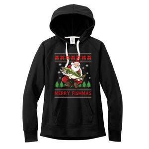 Merry Fishmas Santa Fishing Ugly Christmas Style Great Gift Women's Fleece Hoodie