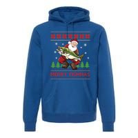 Merry Fishmas Santa Fishing Ugly Christmas Style Great Gift Premium Hoodie