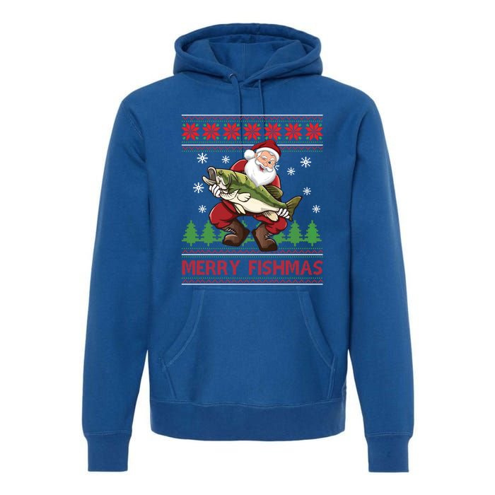 Merry Fishmas Santa Fishing Ugly Christmas Style Great Gift Premium Hoodie