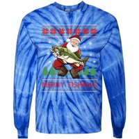 Merry Fishmas Santa Fishing Ugly Christmas Style Great Gift Tie-Dye Long Sleeve Shirt