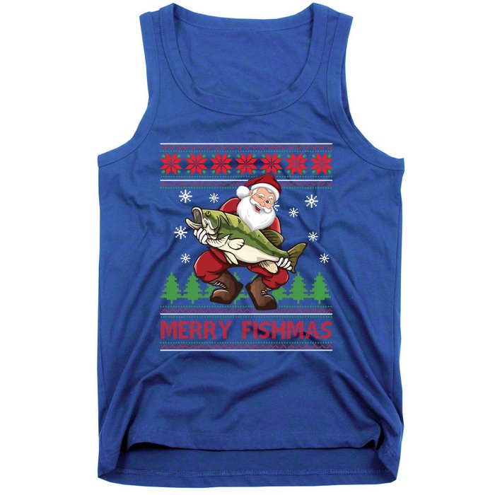 Merry Fishmas Santa Fishing Ugly Christmas Style Great Gift Tank Top