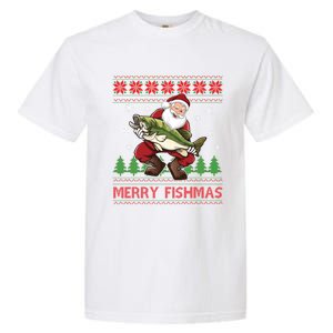 Merry Fishmas Santa Fishing Ugly Christmas Style Great Gift Garment-Dyed Heavyweight T-Shirt