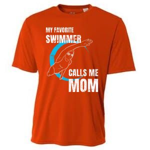 My Favorite Swimmer Calls Me Mom Swimming Mother's Day Gift Cooling Performance Crew T-Shirt