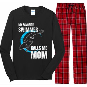 My Favorite Swimmer Calls Me Mom Swimming Mother's Day Gift Long Sleeve Pajama Set